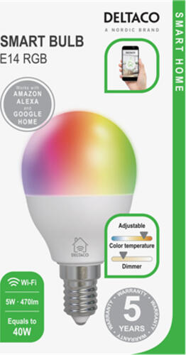 Deltaco SH-LE14G45RGB Smart Lighting Intelligentes Leuchtmittel WLAN 5 W