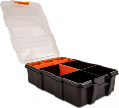 DeLOCK Sortimentsbox mit 11 Fächern 220 x 155 x 60 mm orange / schwarz