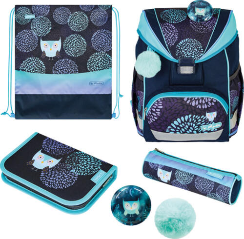 Herlitz Ultra Light Plus Flower Owl Schultaschen-Set 4-tlg.