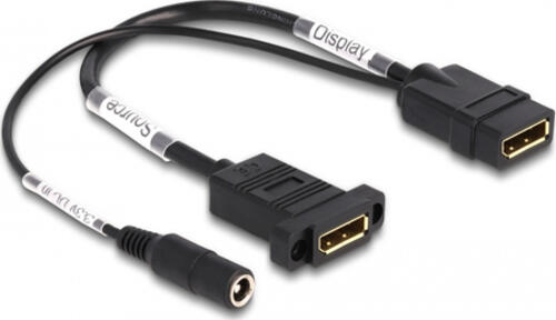 DeLOCK DisplayPort Kabel 4K 60 Hz mit DC Einspeisung 2,1 x 5,5 mm 0,30 m zum Einbau