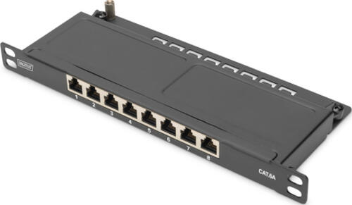 Digitus Cat.6A Slim Patch Panel, geschirmt, 8-Port, 0,5 HE, 10, schwarz